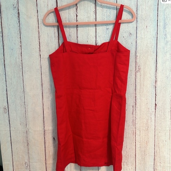 NWT J. Crew Claudia dress Red Linen Button Front Sleeveless Mini Size XS - Picture 4 of 8